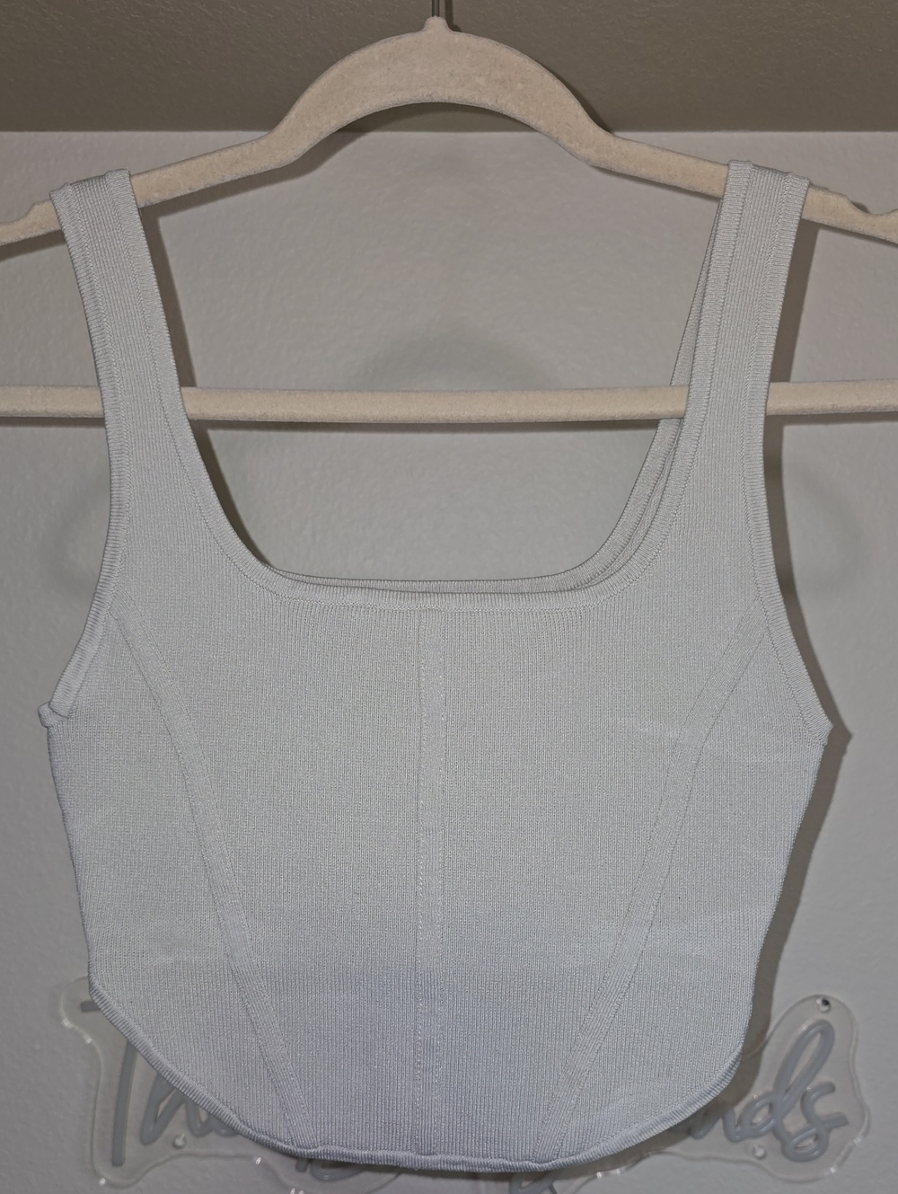 Babaton Aritzia Womens Cream Ribbed Square-Neck Tank